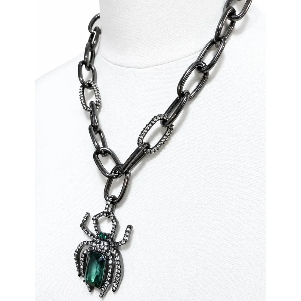 Betsey Johnson Rich Witch Spider Jewelry Set Gothic Green Purple Crystal